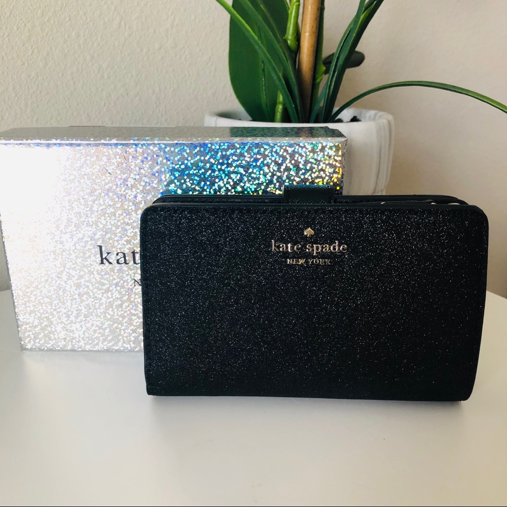 KATE SPADE LOLA TINSEL MEDIUM COMPACT BIFOLD WALLET NWT